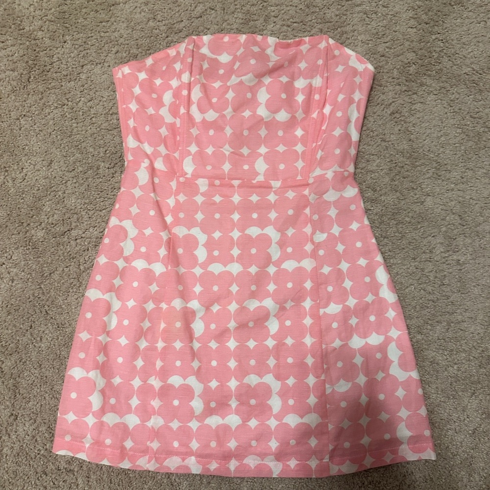 Peppermayo Pink and White Strapless Mini Dress - Picture 2 of 4